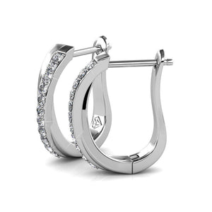 silver huggie premium crystal earrings