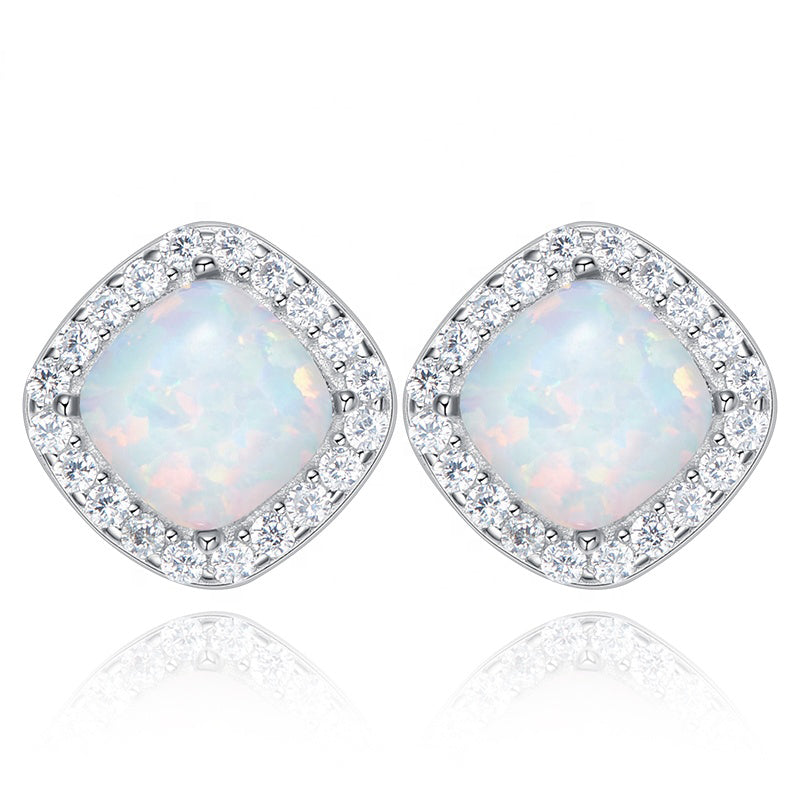 white opal silver stud earrings jewellery