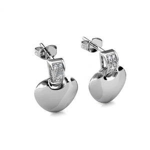 silver heart crystal stud earrings jewellery women