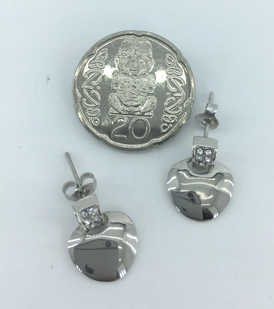 silver heart crystal stud earrings jewellery women