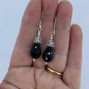 Large Black drop earrings with AAA Grade crystals "Jamal" (Crystal)