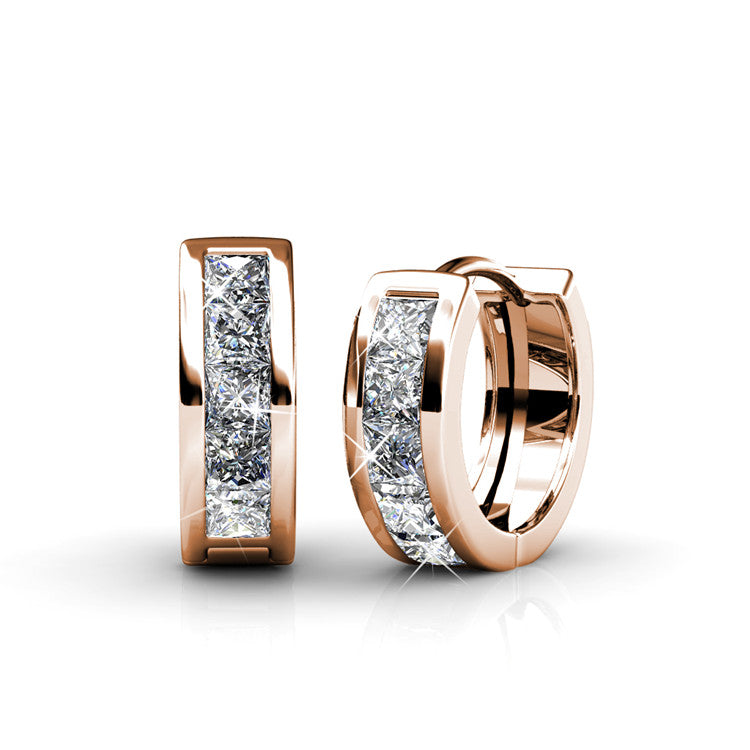 rose gold huggie earrings swarovski crystals