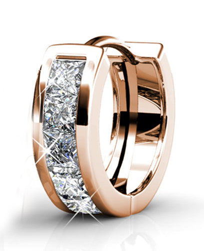 rose gold huggie earrings swarovski crystals