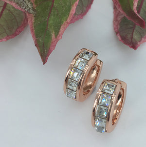 rose gold huggie earrings swarovski crystals