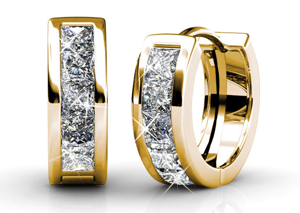 gold huggie crystal earring for women