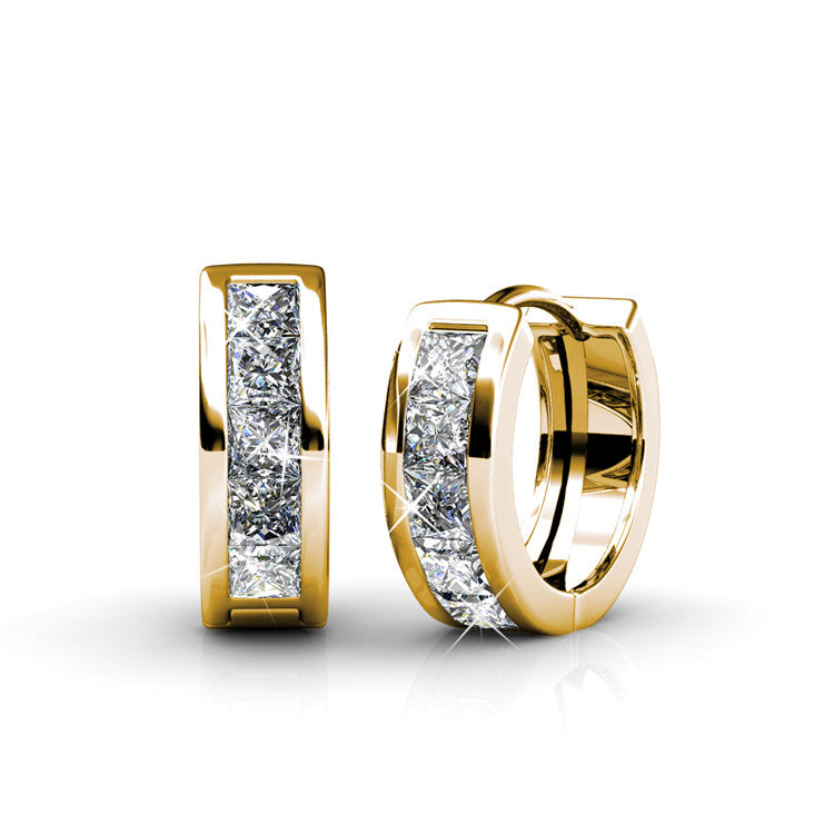 gold huggie crystal earring for women