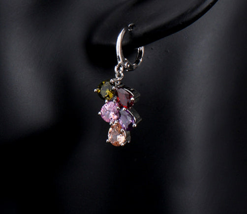 cz diamonds silver coloured crystal earrings