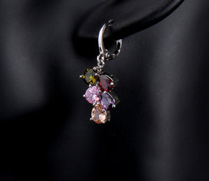 cz diamonds silver coloured crystal earrings