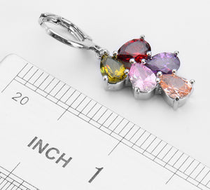 cz diamonds silver coloured crystal earrings
