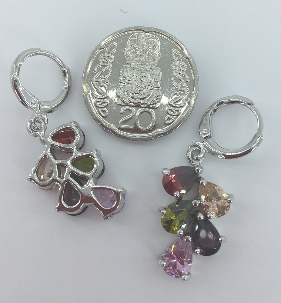 cz diamonds silver coloured crystal earrings