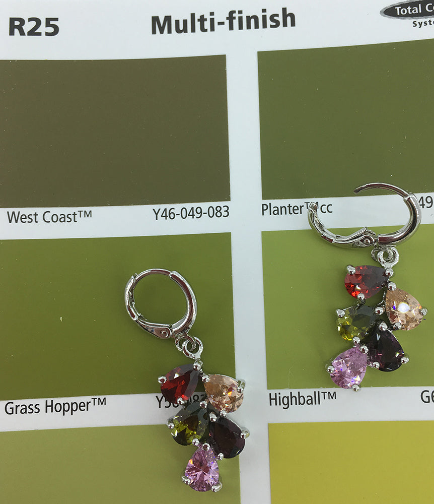 cz diamonds silver coloured crystal earrings