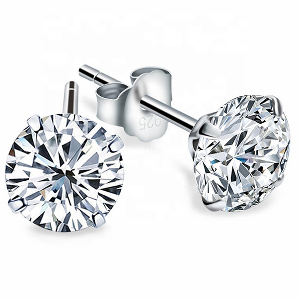 925 Sterling Silver CZ Diamonds Stud Earrings