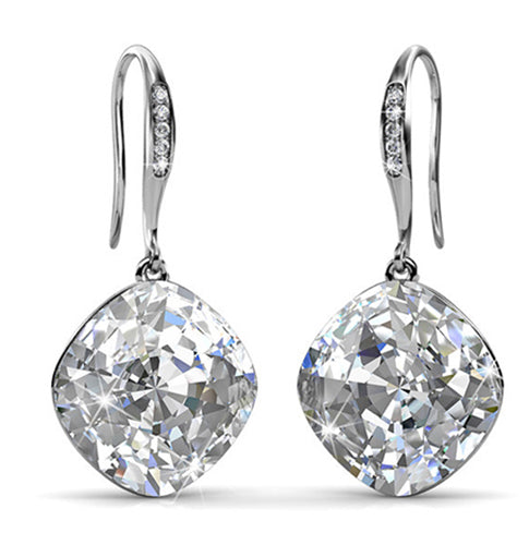 silver swarovski crystal drop earrings