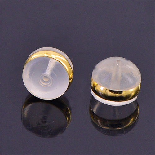 gold silicone hamburger earring backs