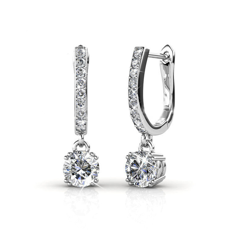 jewellery earrings silver crystals huggie