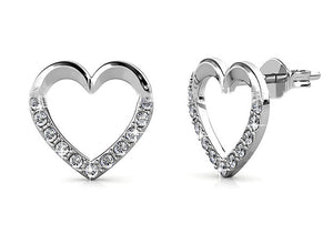 frenelle Jewellery silver heart crystal earrings