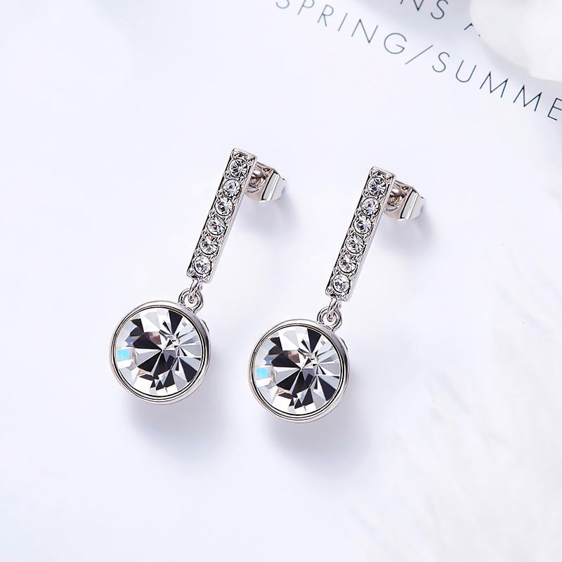 silver drop crystal earrings bridal women