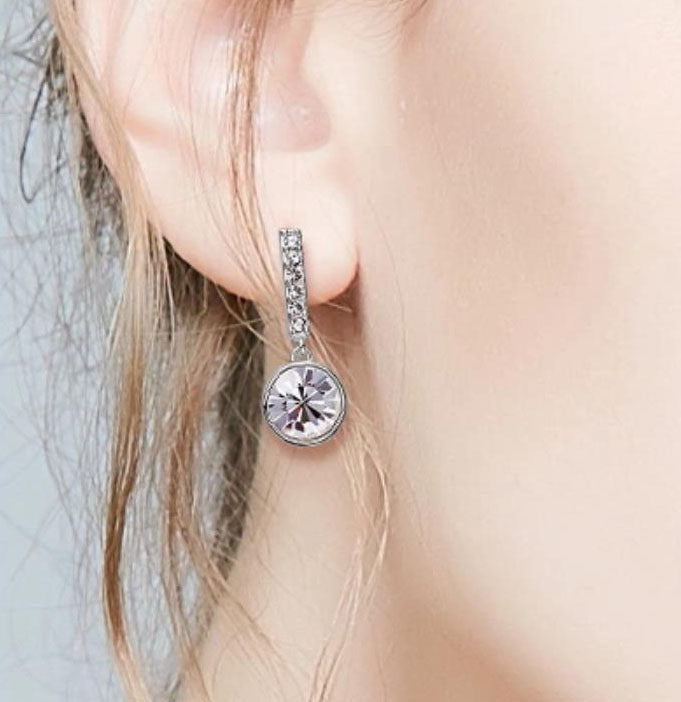 silver drop crystal earrings bridal women