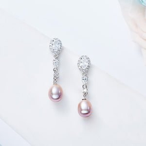 pearl crystal drop earrings for women