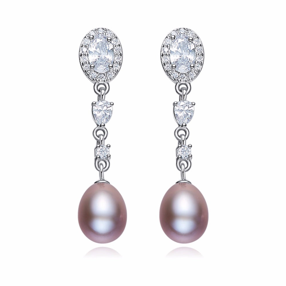 pearl crystal drop earrings for women