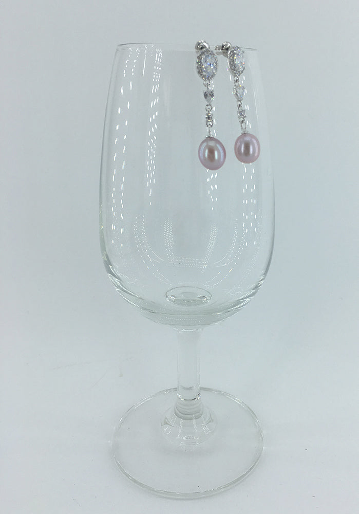 pearl crystal drop earrings for women