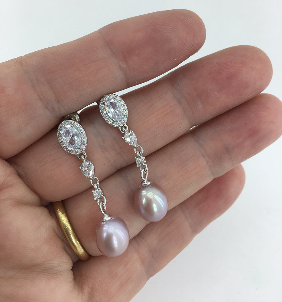 pearl crystal drop earrings for women
