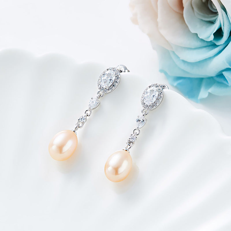 crystal pearl drop earrings for women