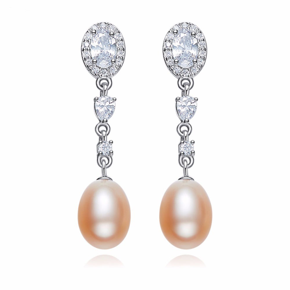 crystal pearl drop earrings for women