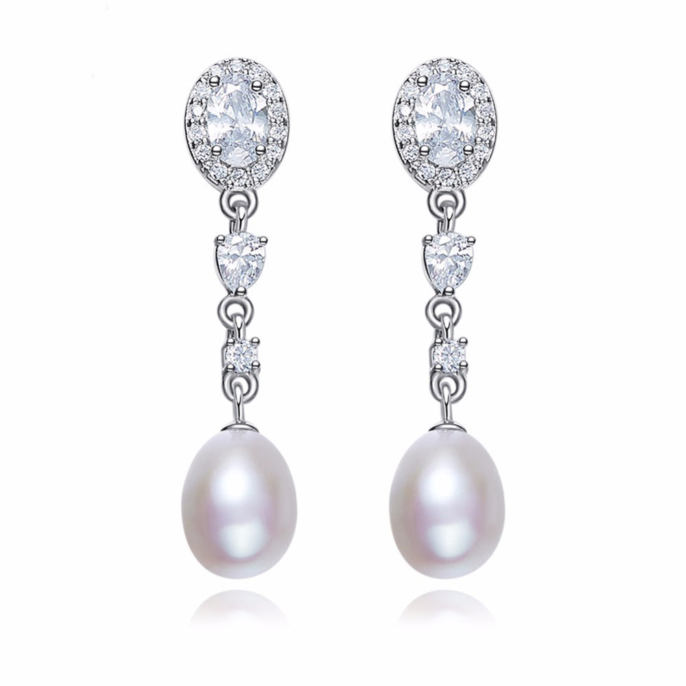 crystal pearl earrings bridal for women