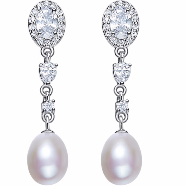 crystal pearl earrings bridal for women