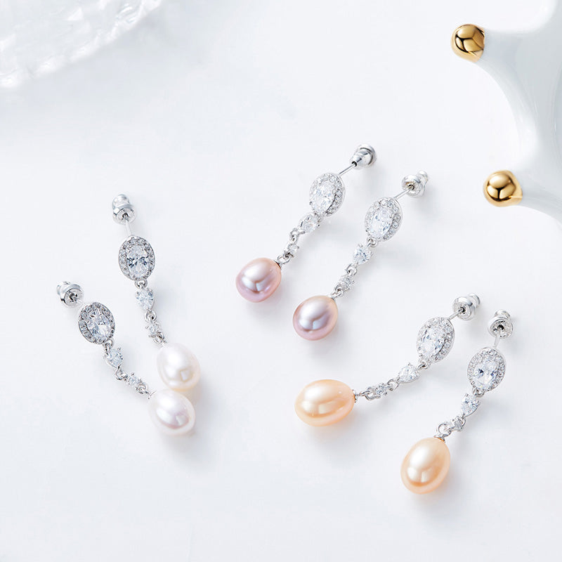crystal pearl drop earrings for women