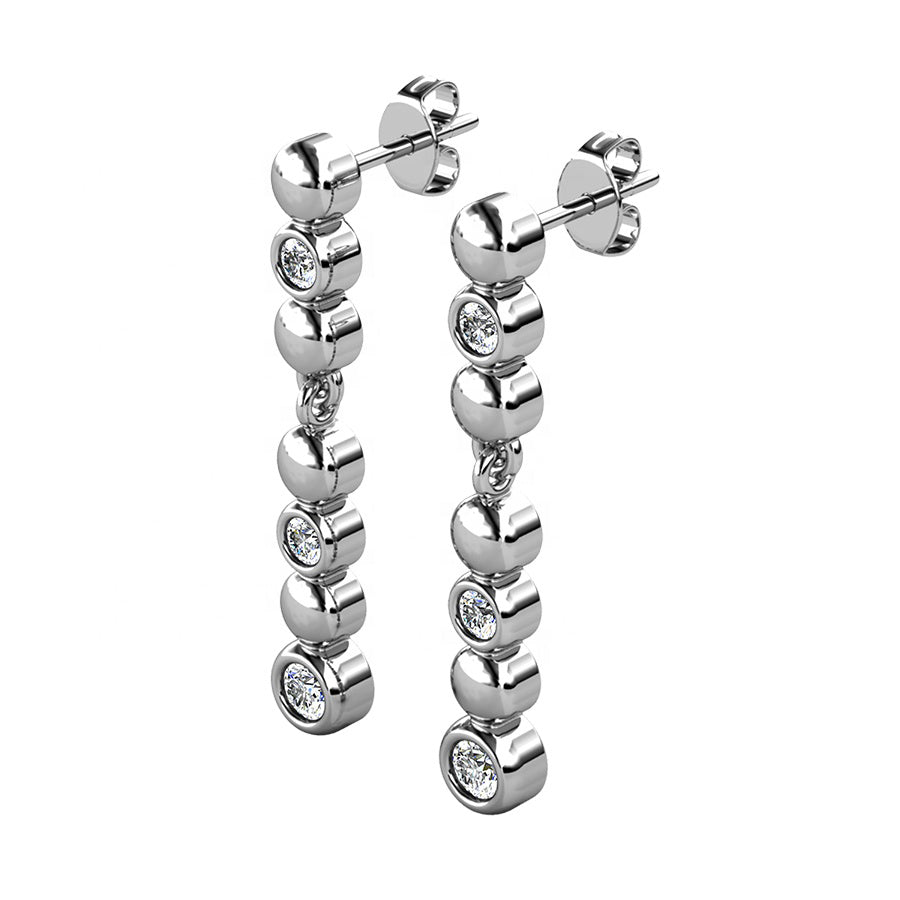 silver drop dangle earrings crystals jewellery for women brides