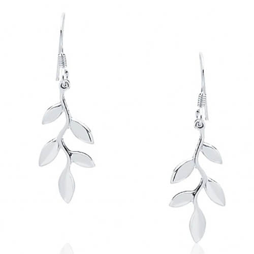 silver leaf earring