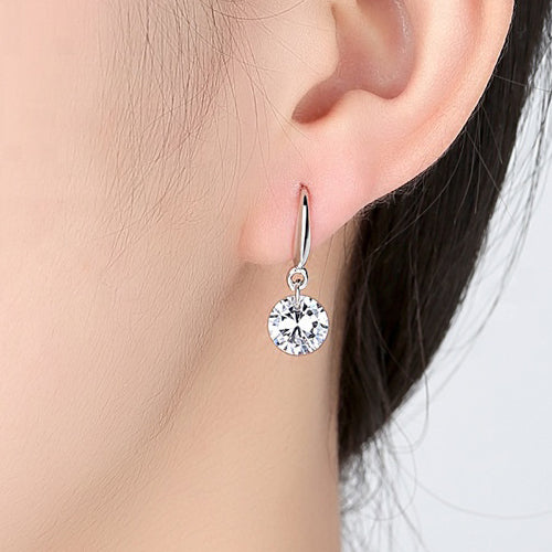 silver crystal drop earrings