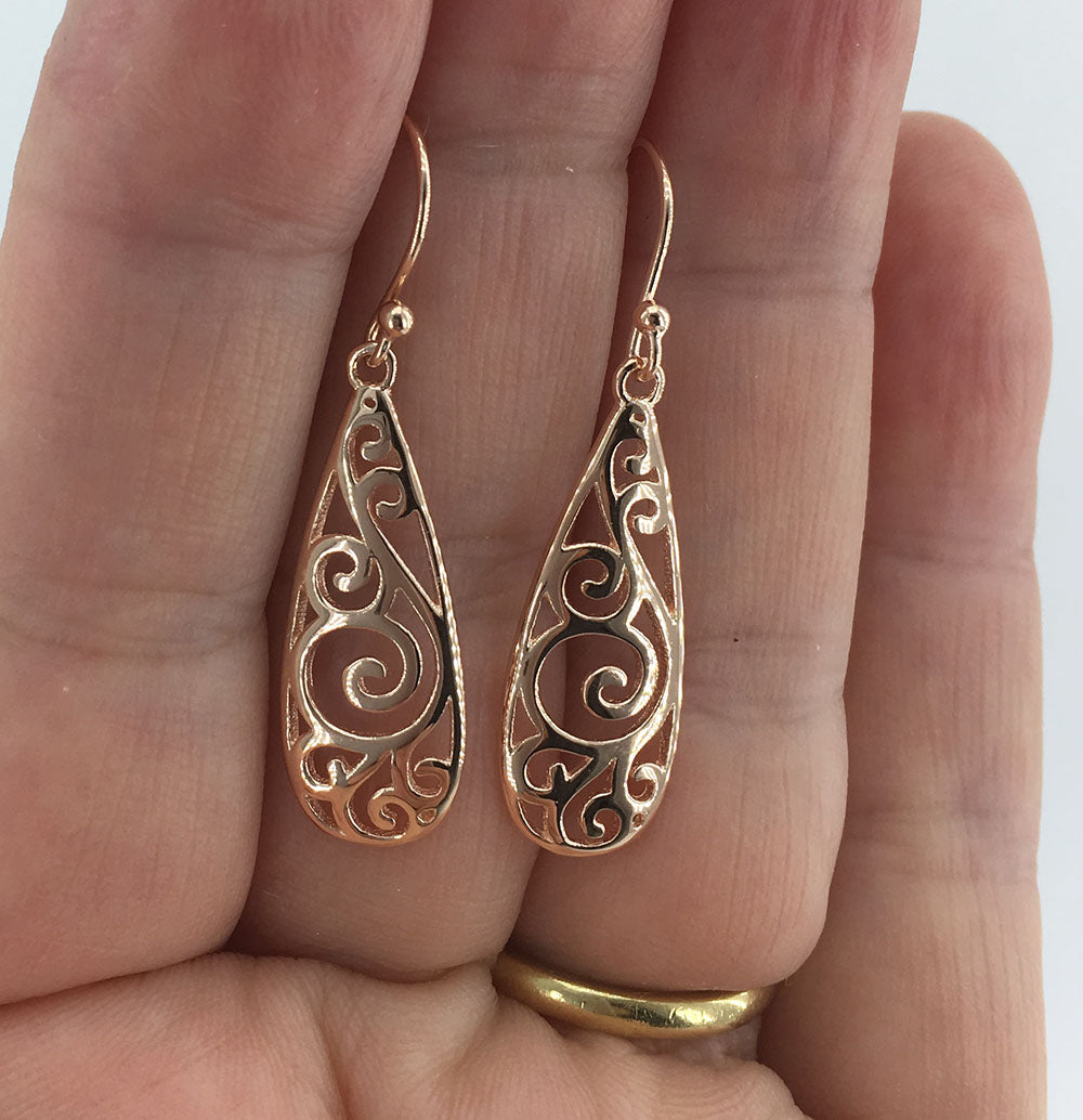 maori koru jewellery earrings rose gold