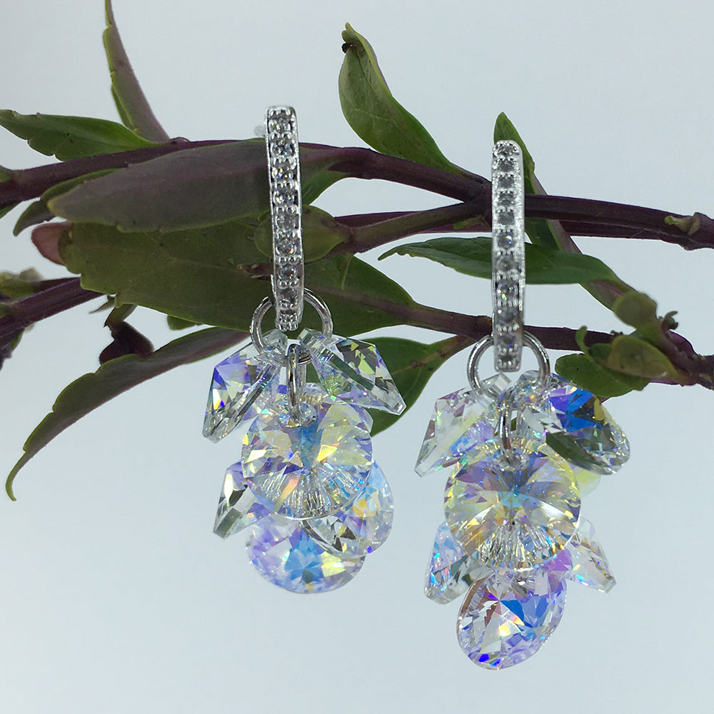 crystal silver drop earrings for women