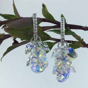 crystal silver drop earrings for women