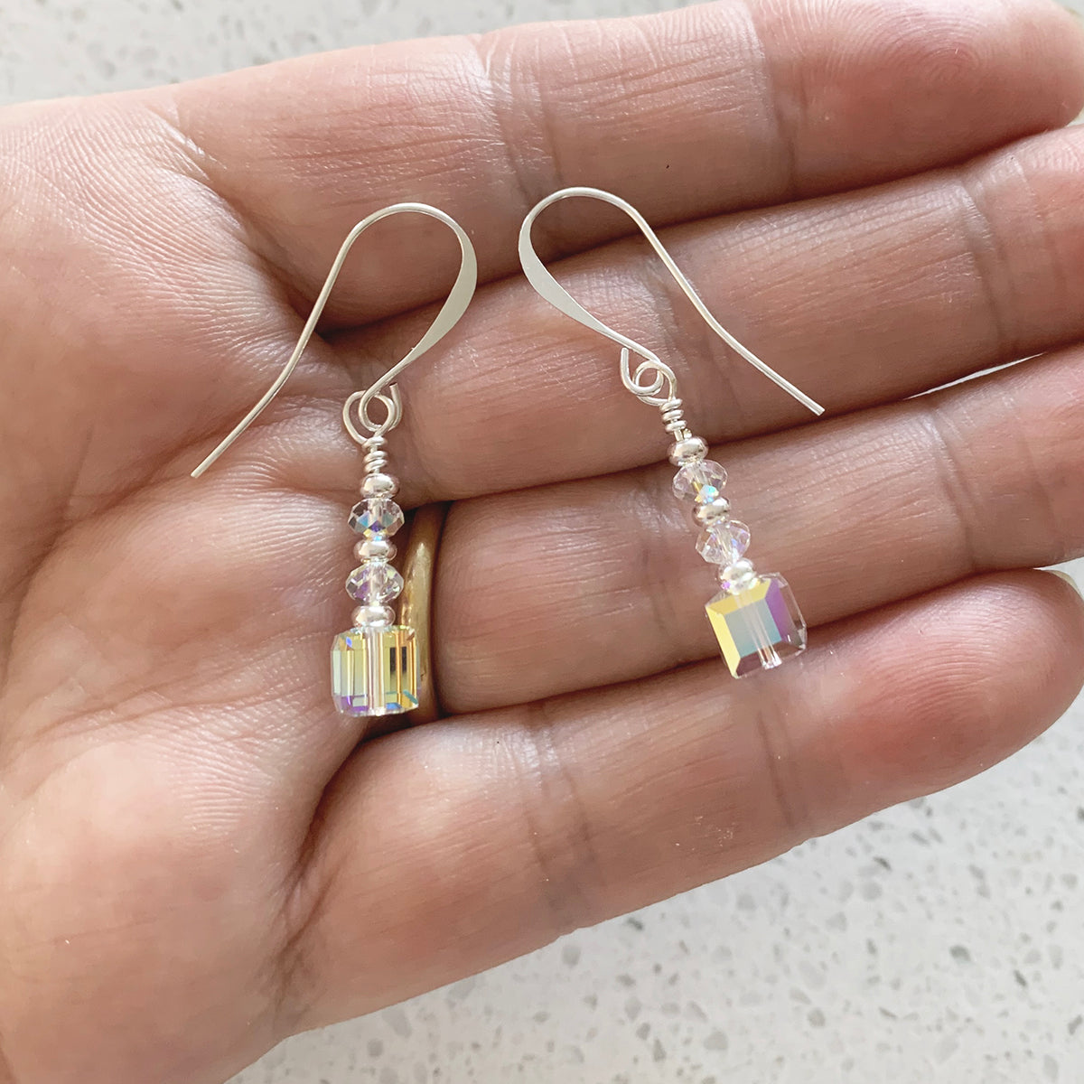 silver crystal bridal earrings NZ