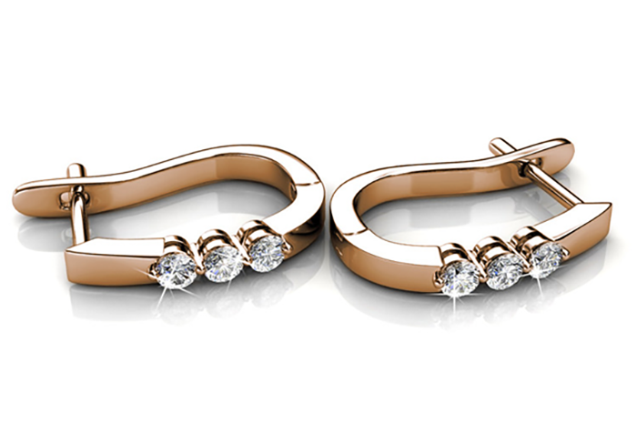 Frenelle Jewellery Rose Gold huggie earrings crystals