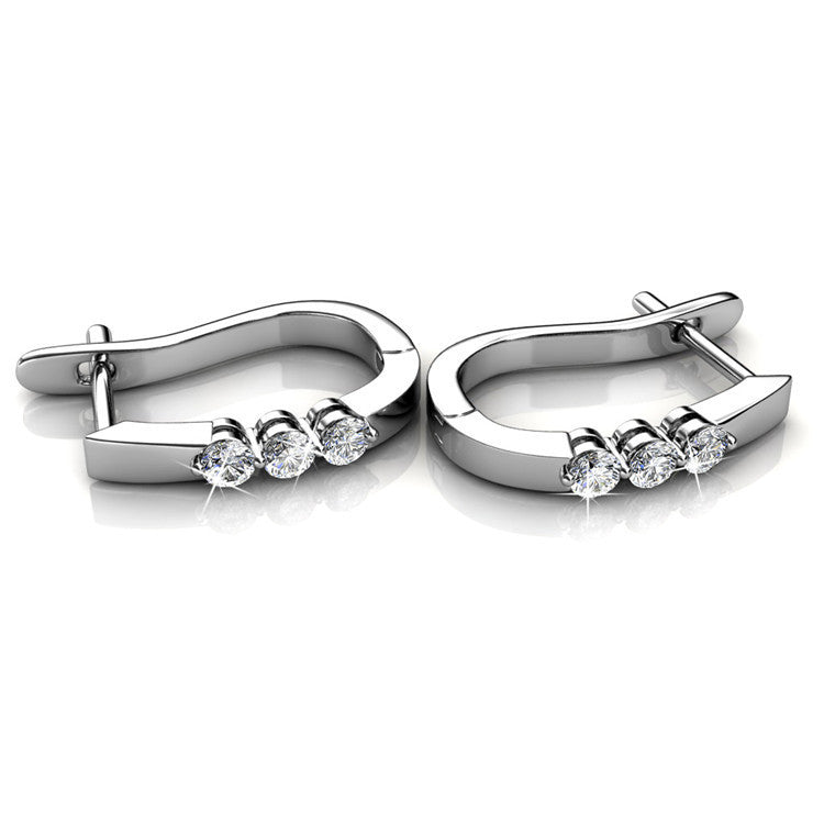 Frenelle Jewellery Silver huggie crystal earrings