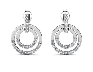 silver crystal dangle hoop earrings for women bridal