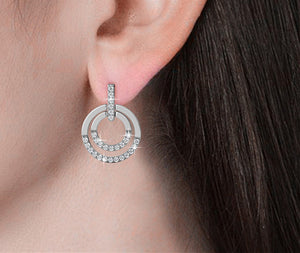 silver crystal dangle hoop earrings for women bridal