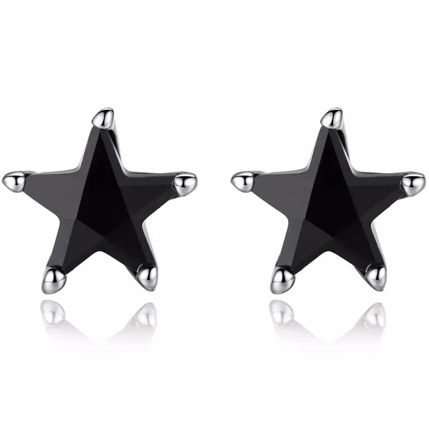black crystal star stud earrings
