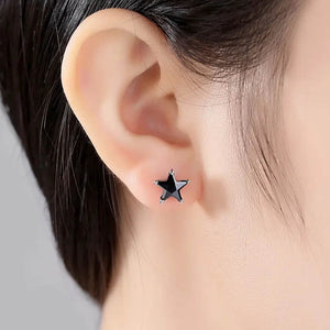black crystal star stud earrings ear