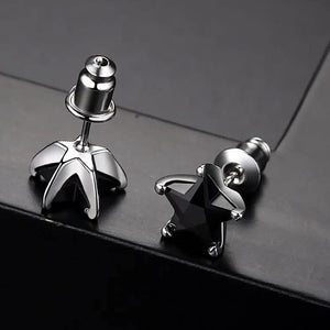 black crystal star stud earrings gift