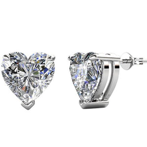 heart shape crystal stud earrings bridal for women