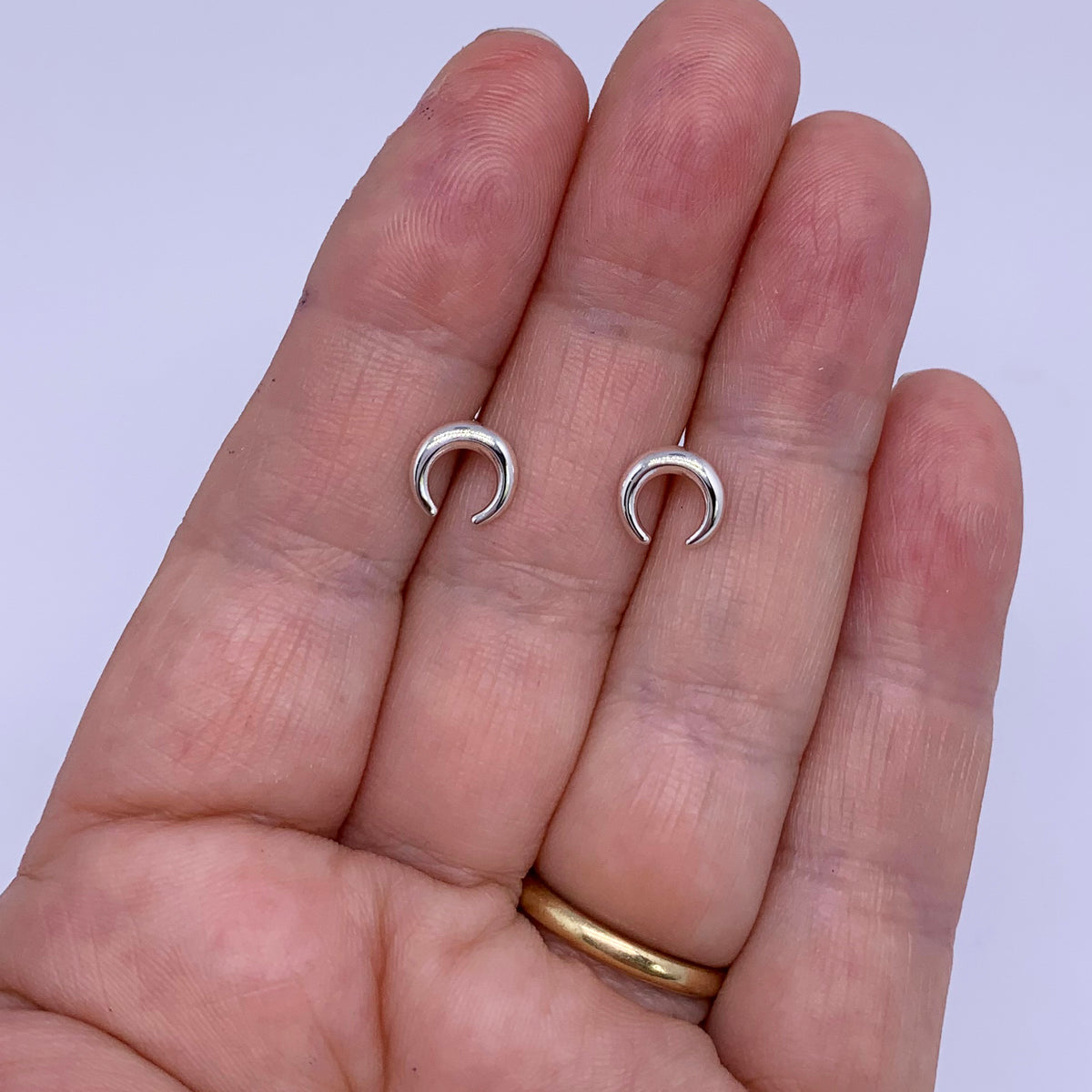 silver stud crescent earrings jewellery nz