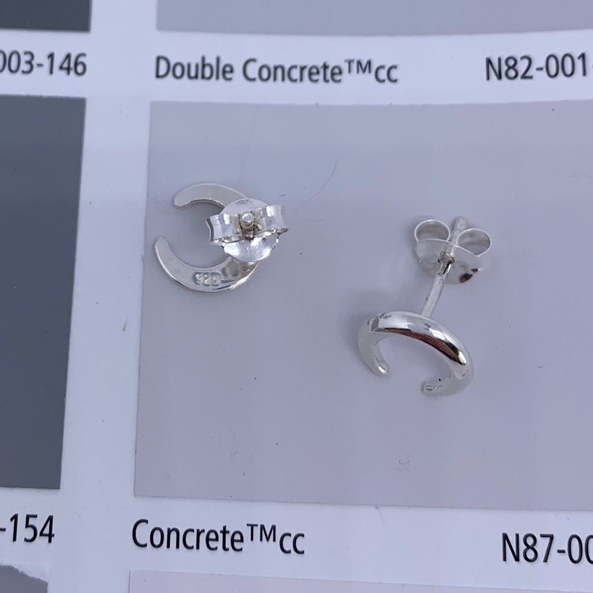 silver stud crescent earrings jewellery nz