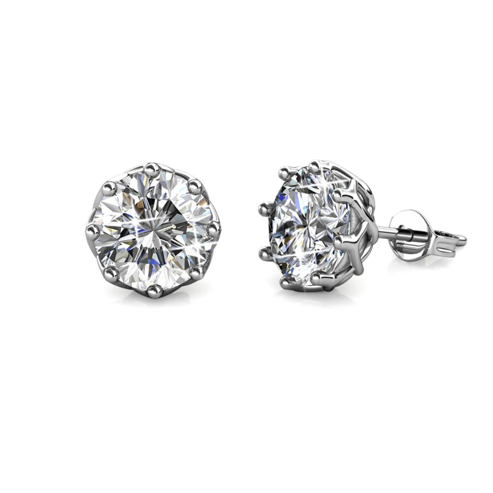 silver crystal swarovski stud earrings unisex