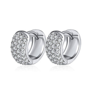 Silver Huggie Earrings with CZ Diamonds  "Ellen"